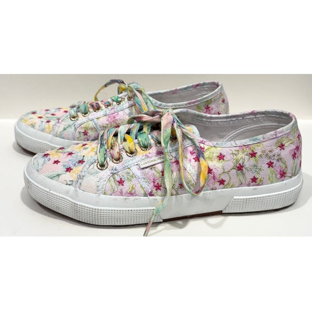 LoveShackFancy x Superga Floral Embroidered Low Top Sneakers Feminine Size 8.5